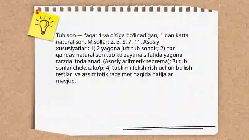Tub va murakkab sonlar 3