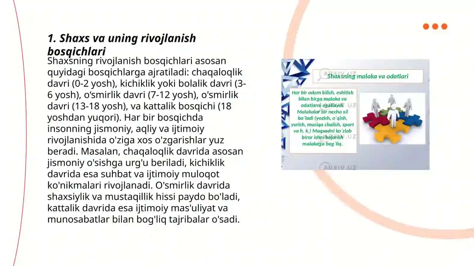 Shaxsning rivojlanishi, tarbiyasi va ijtimoiylashuvi 3