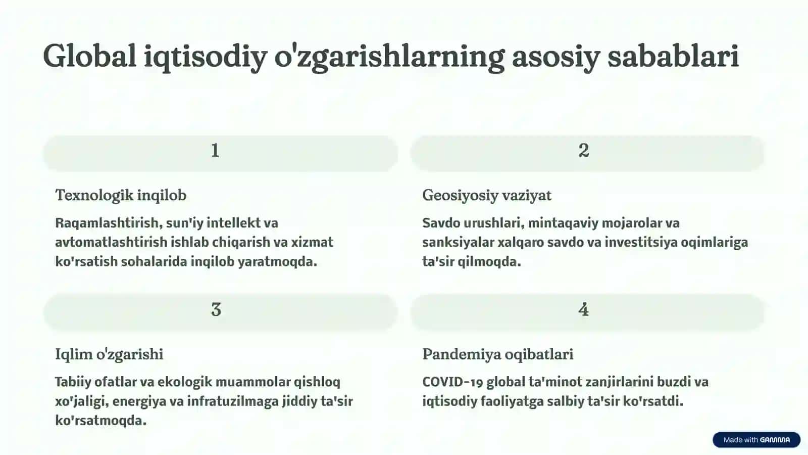 Global iqtisodiy o'zgarishlar va O'zbekiston: Ta'sir va imkoniyatlar 3