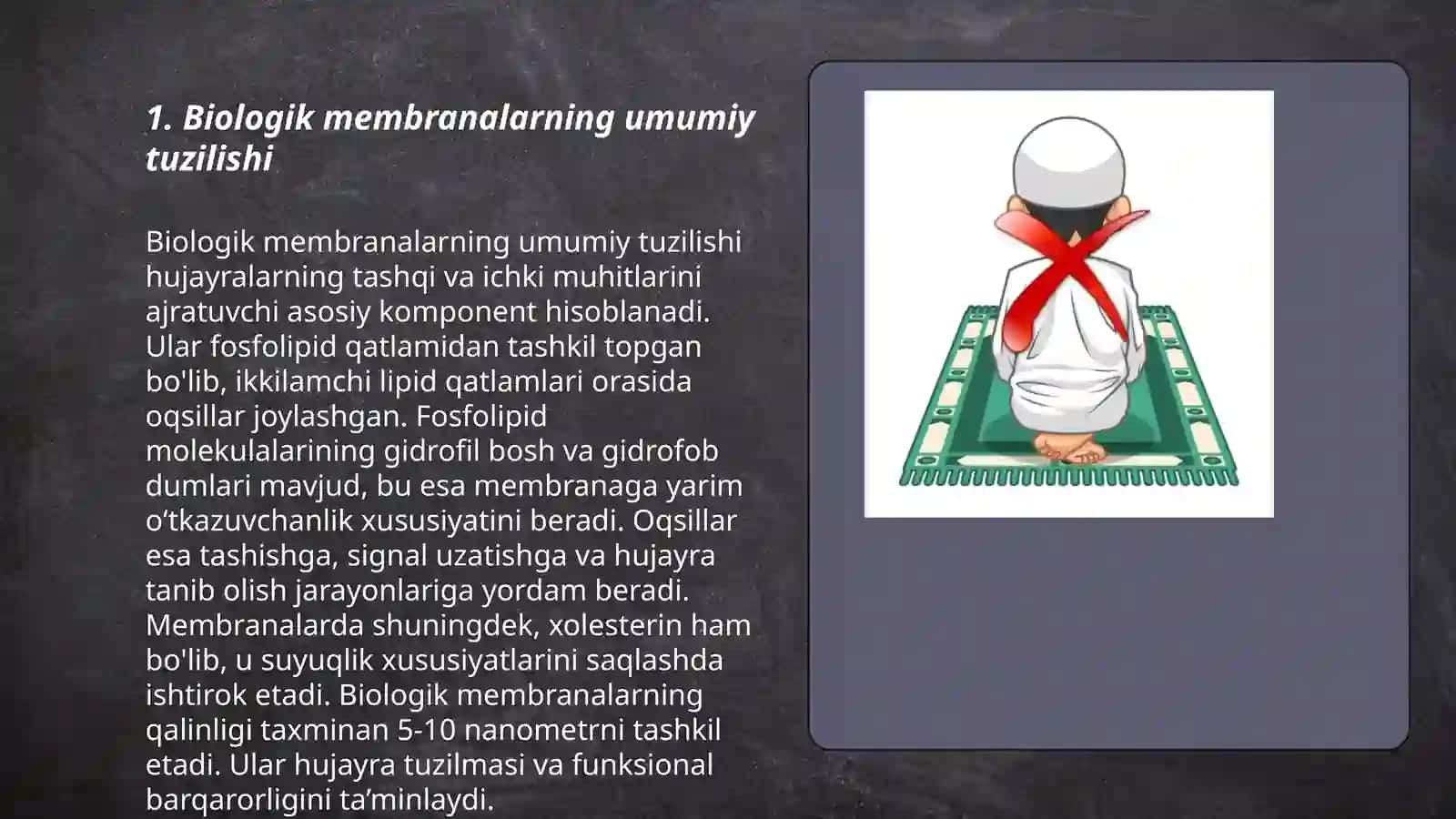 Biologik membrana tuzilishi,o'pkada gazlar almashinuvi. Oshqozon va ichaklarda diffuziya 3