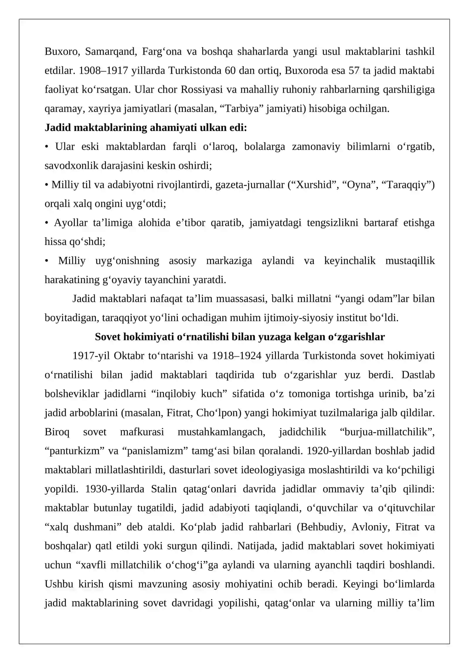 Sovet hokimiyati davrida jadid maktablarining ayanchli taqdiri 3