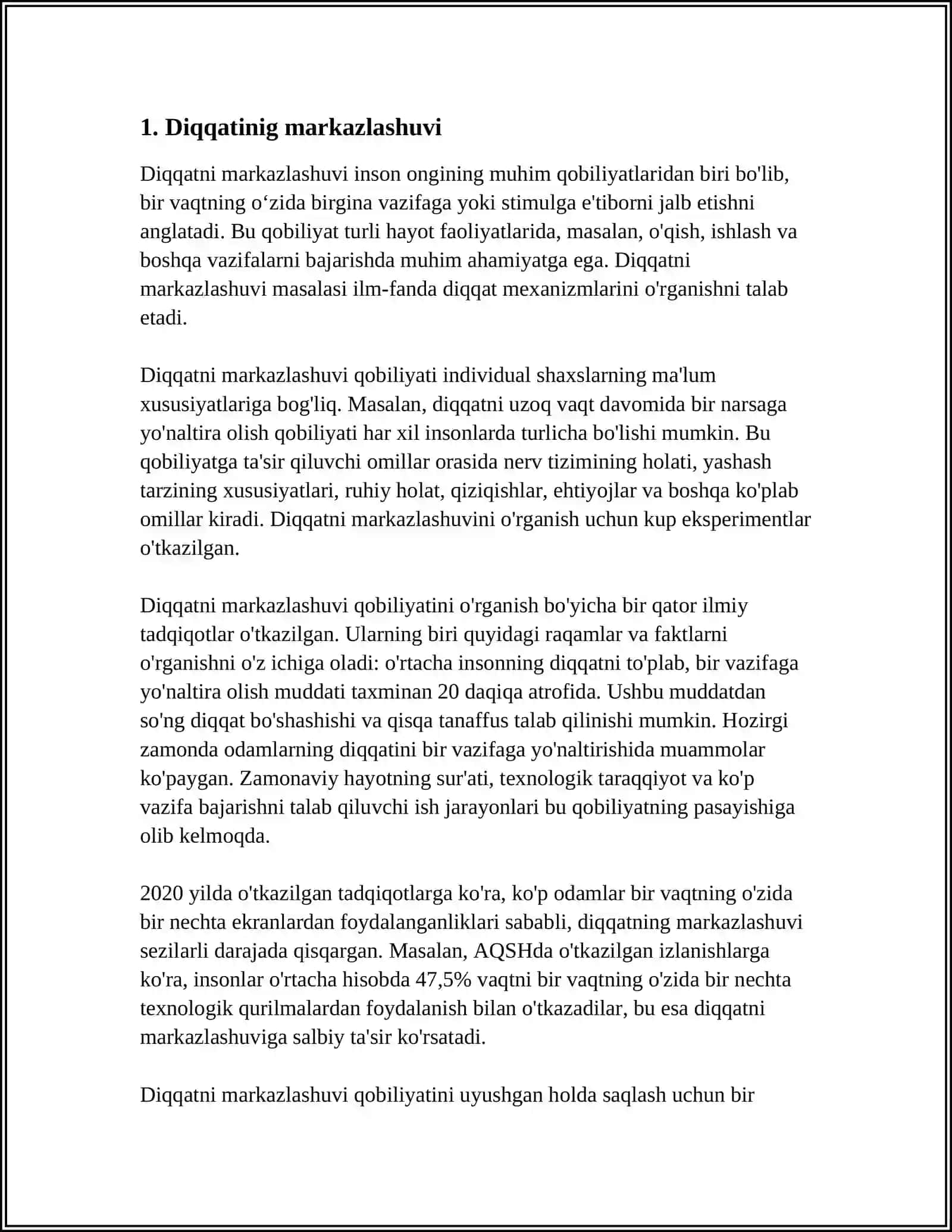 DOBRINNING DIQQAT HAQIDAGI QARASHLARI. DIQQAT XUSUSIYATLARI 3