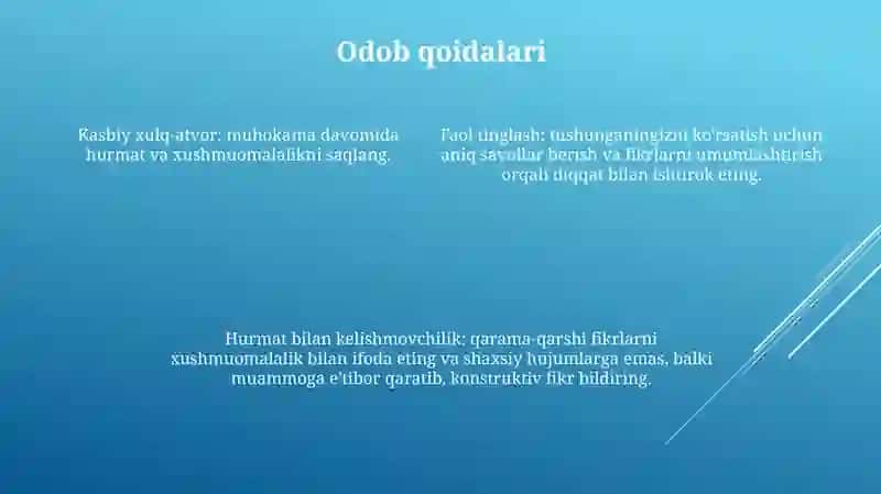 Biznesni Muhokama Qilish Qoidalari 3