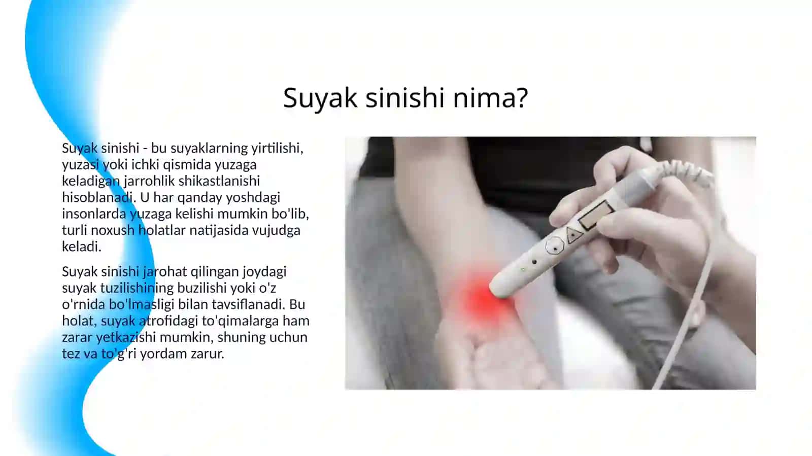 SUYAK SINISHIDA SHIFORGACHA BO'LGAN BIRINCHI YORDAM 3