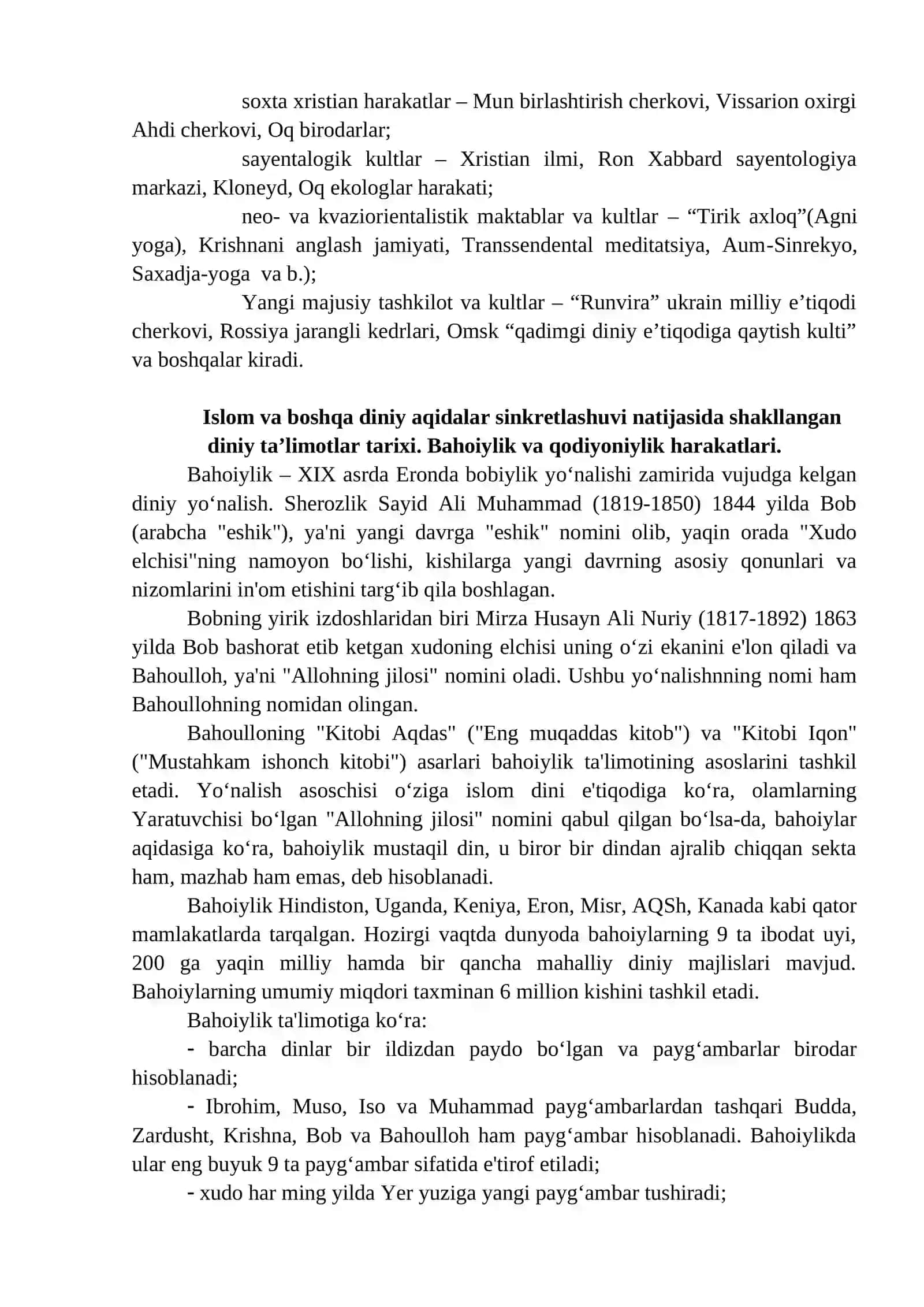 10-mavzu: ZAMONAVIY DINIY HARAKATLAR VA SEKTALAR 3