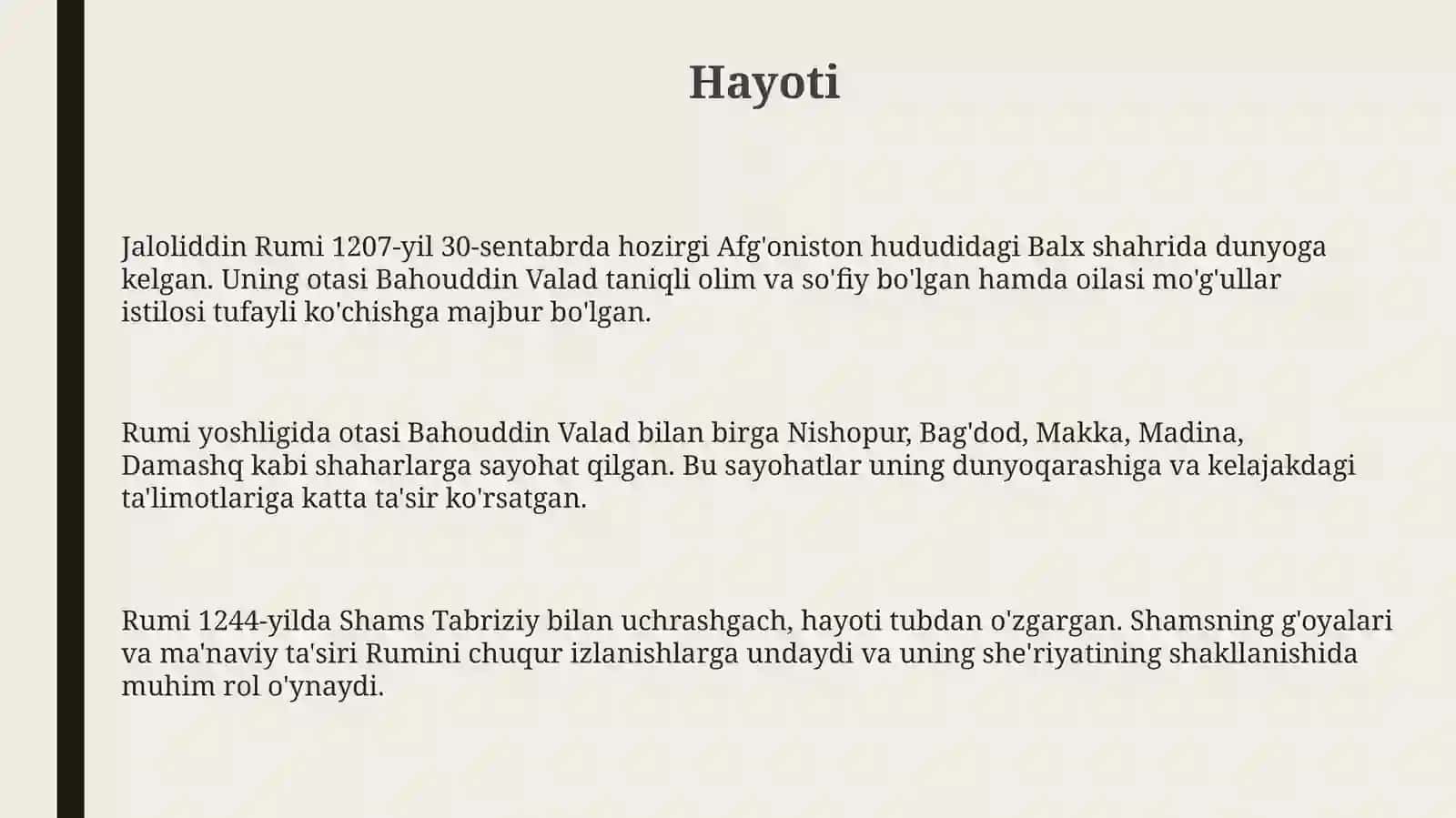 JaloliddinRumiy: Hayoti va Ta'limoti 3