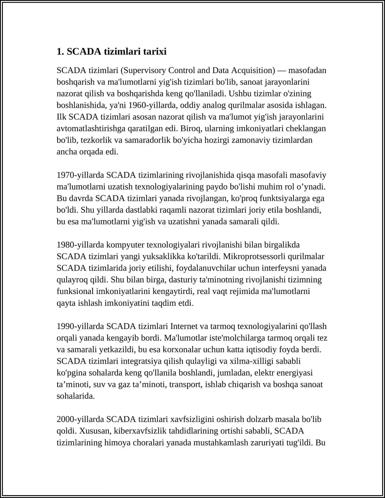 SCADA TIZIMLARI ARXITEKTURASI 3