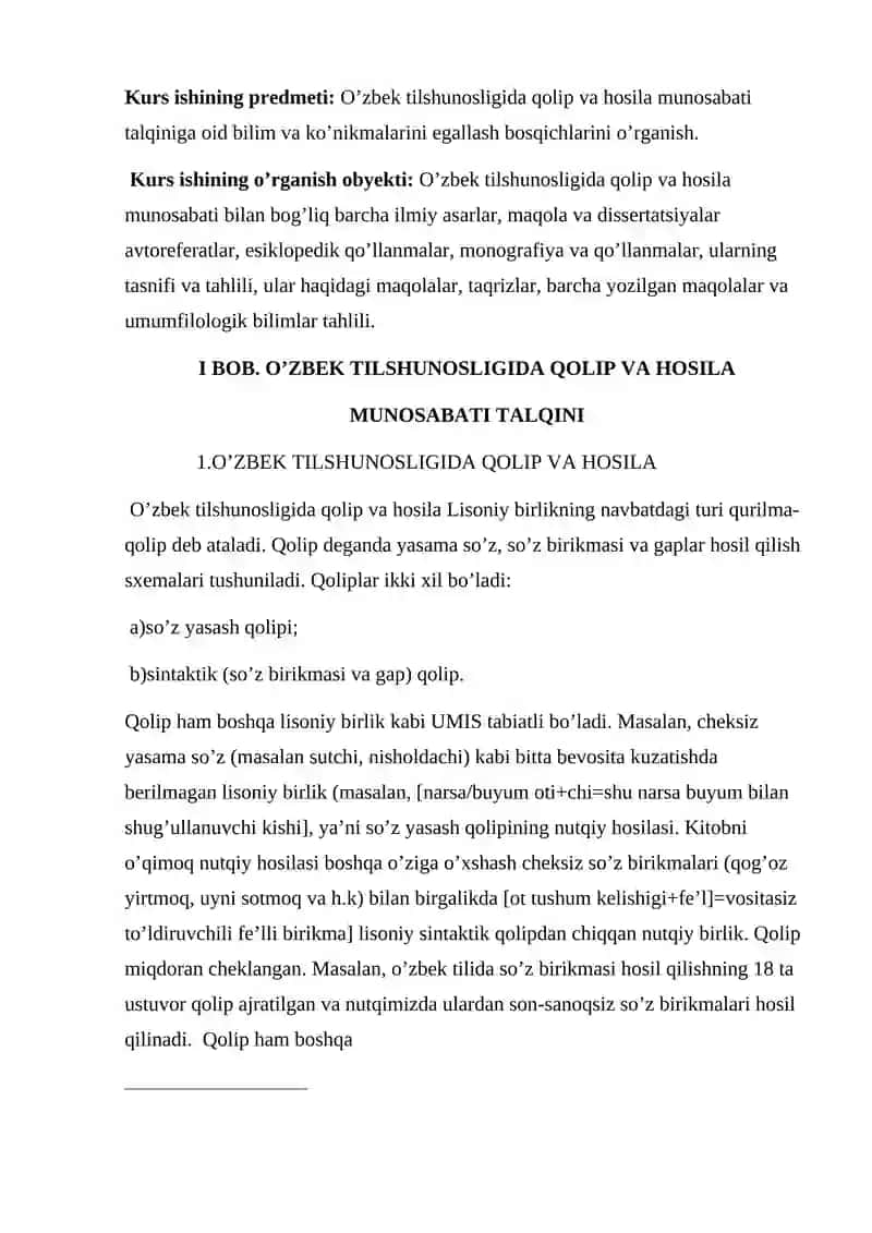 O’ZBEK TILSHUNOSLIGIDA QOLIP VA HOSILA  MUNOSABATI TALQINI 3