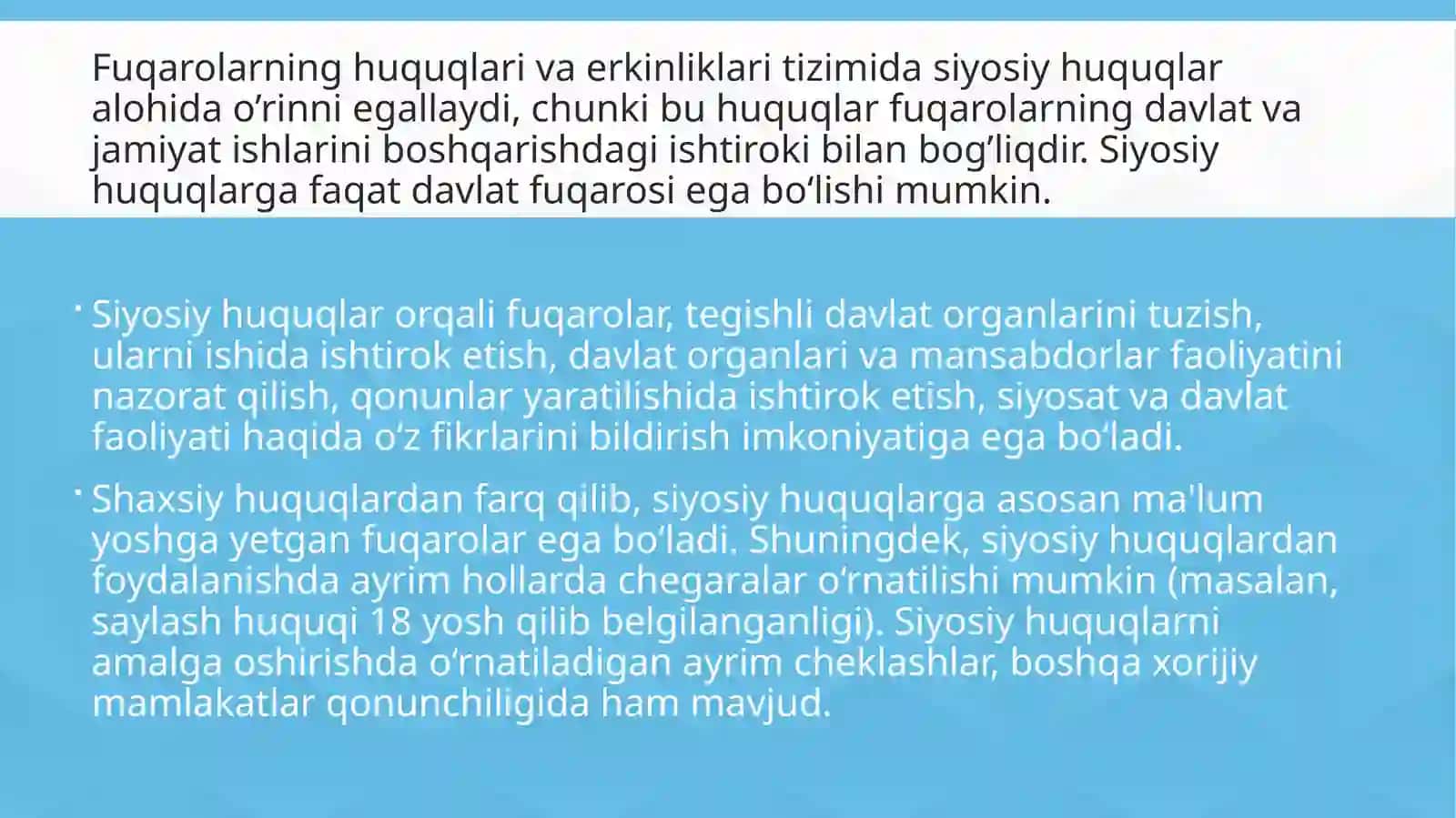 Siyosiy xuquqlarning tarkibi, tushunchasi va turlari 3