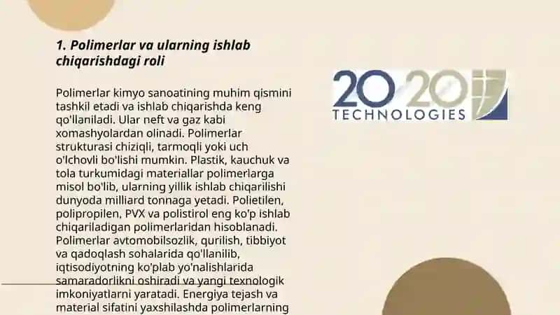 Polimer bog'lovchilar asosida yarim tayyor mahsulotlarni ishlab chiqarish texnologiyasi 3