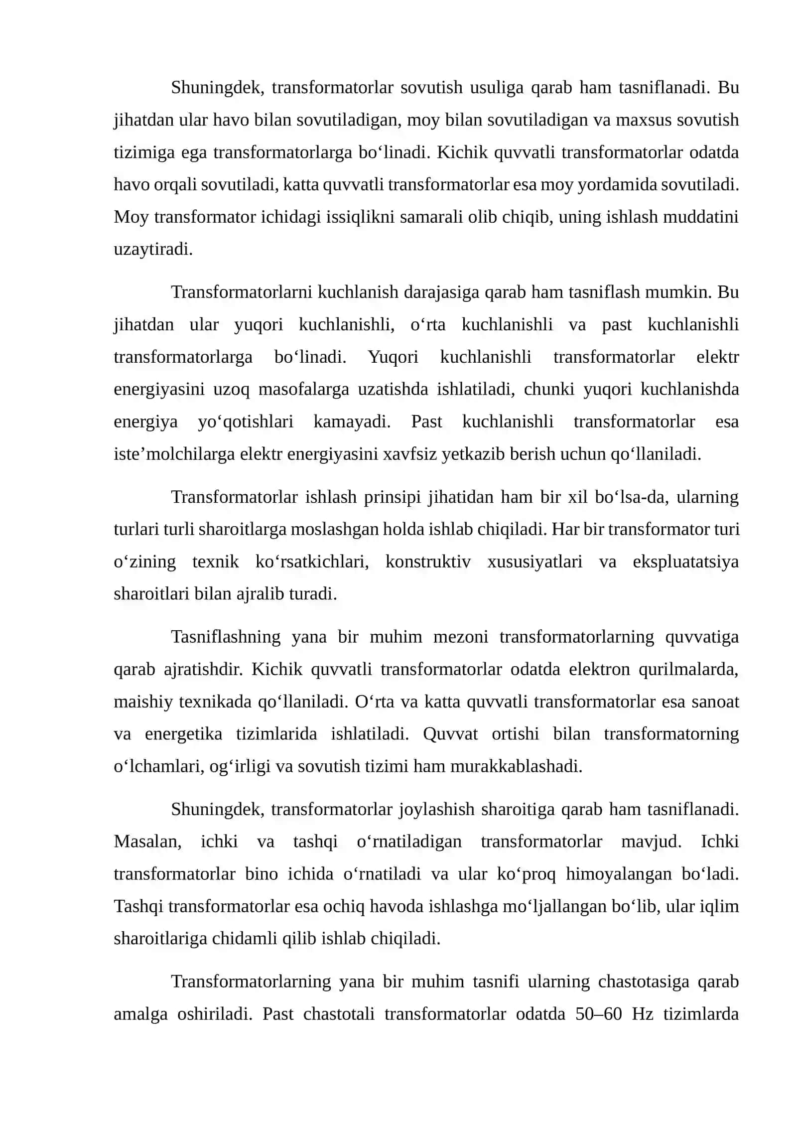 Transformatorlarning turlari, vazifasi va ulardan foydalanish qoidalari 3
