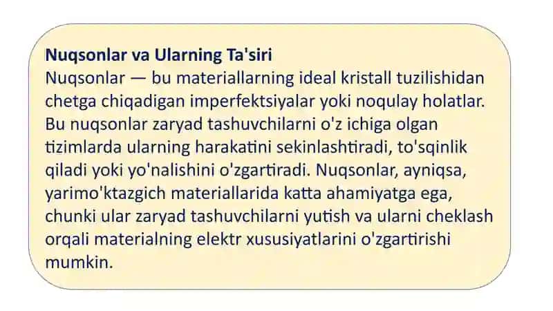 Nuqsonlar va Zaryad Tashuvchilar: Zamonaviy Elektronikaning Asosiy Omillari 3