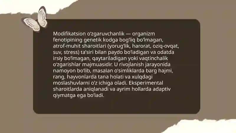 Modifikatsion oʻzgaruvchanlik haqida tushuncha 3