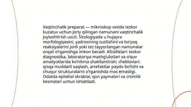 Vaqtinchalik preparatlar tayyorlashni oʻrganish 3