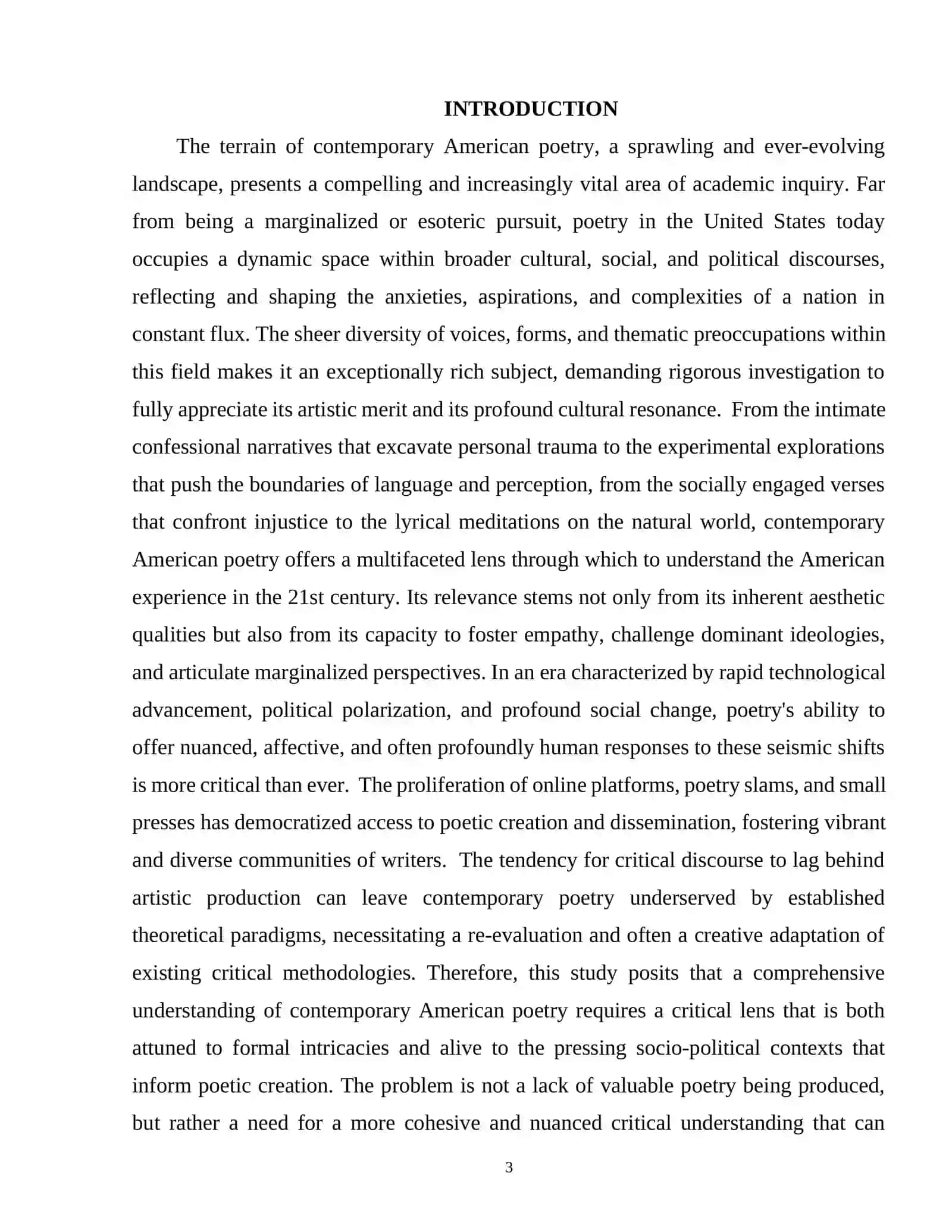 "Evolution of Form, Style, and Thematic Concerns in Contemporary Poetry" 3