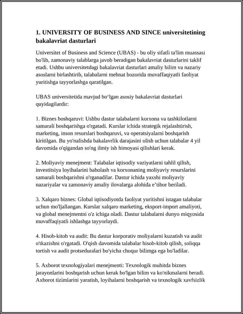 UNIVERSITY OF BUSINESS AND SINCE 3