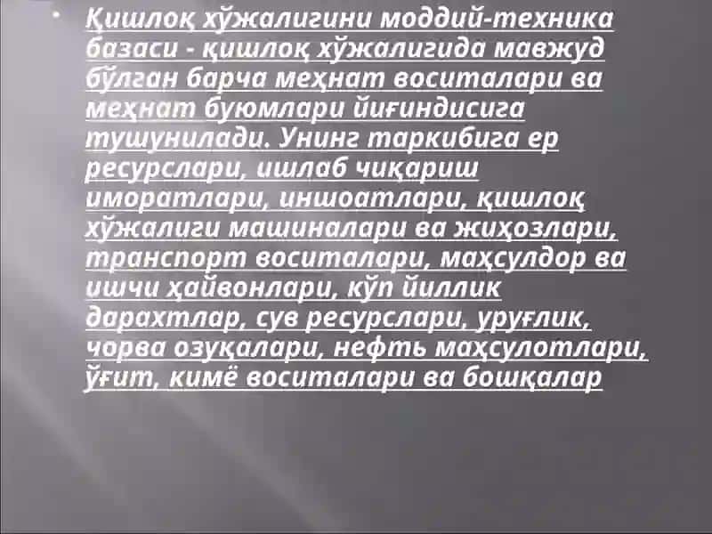 ҚИШЛОҚ ХЎЖАЛИГИда МОДДИЙ-ТЕХНИКА РЕСУРСЛАРИ ва улардан фойдаланиш самарадорлиги 3