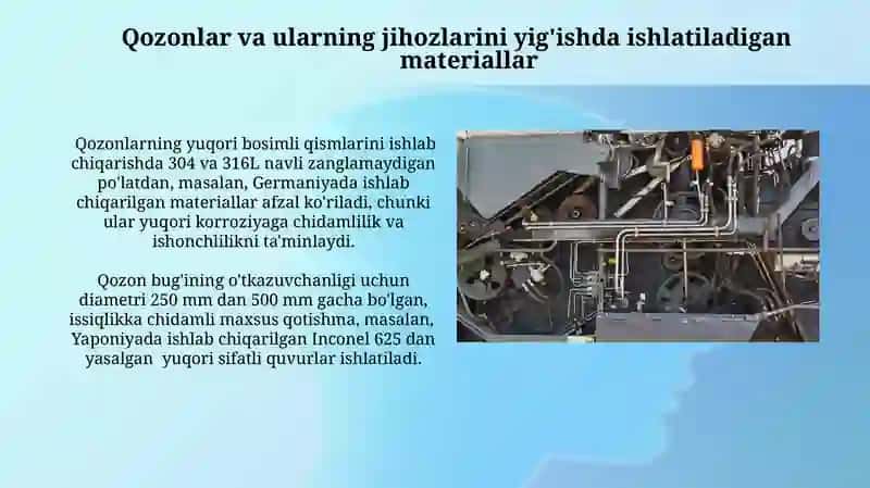 Qozon va uning jihozlarini yig'ishda ishlatiladigan materiallar va uskunalar 3