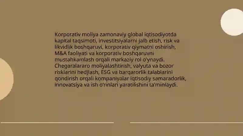 Korporativ moliya zamonaviy global iqtisodiyotda 3