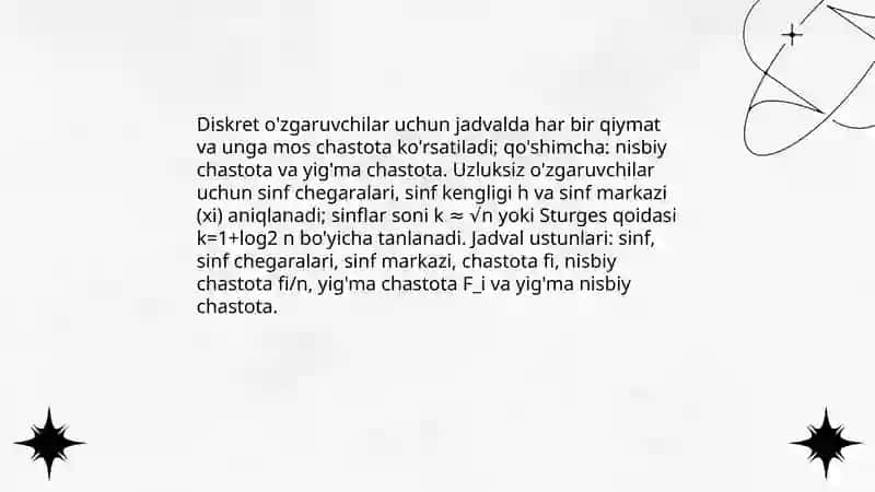 Statistik jadval turlari va uni tuzish qoidalari 3