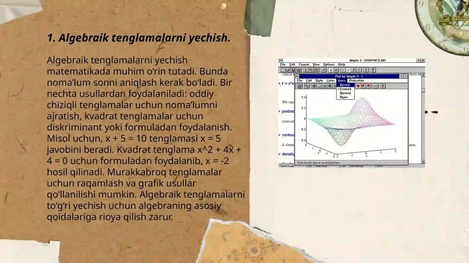 Maple amaliy dasturida turli xil matematik masalalarni yechish usullari 3