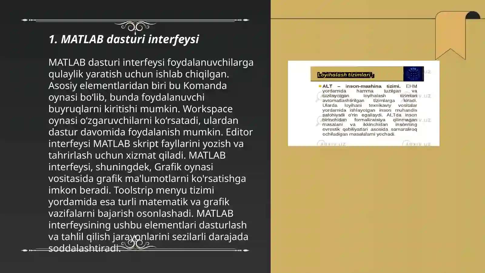 MATLAB dasturlash muhitining interfeysi va uning imkoniyatlari 3
