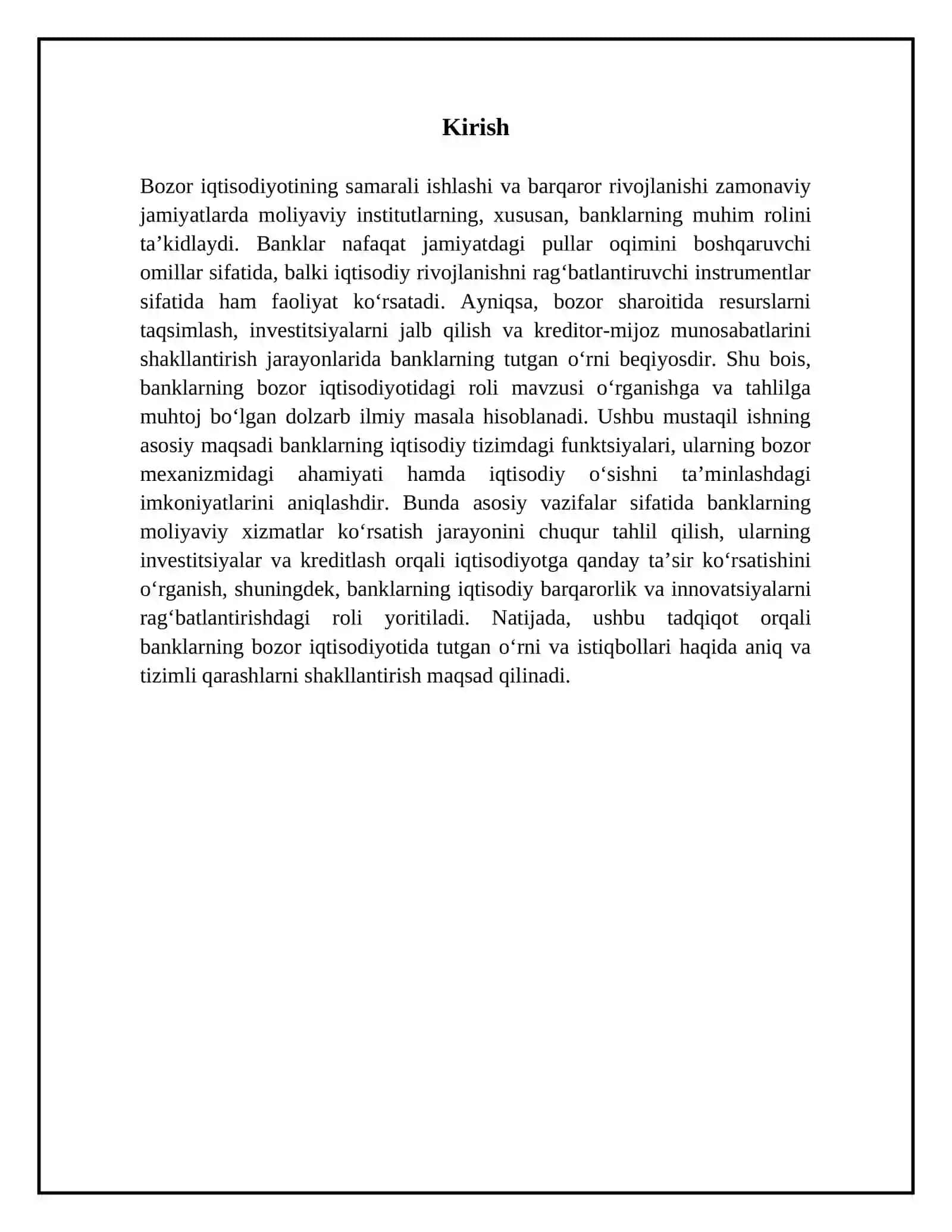 Bank va ularning bozor iqtisodiyotidagi roli 3