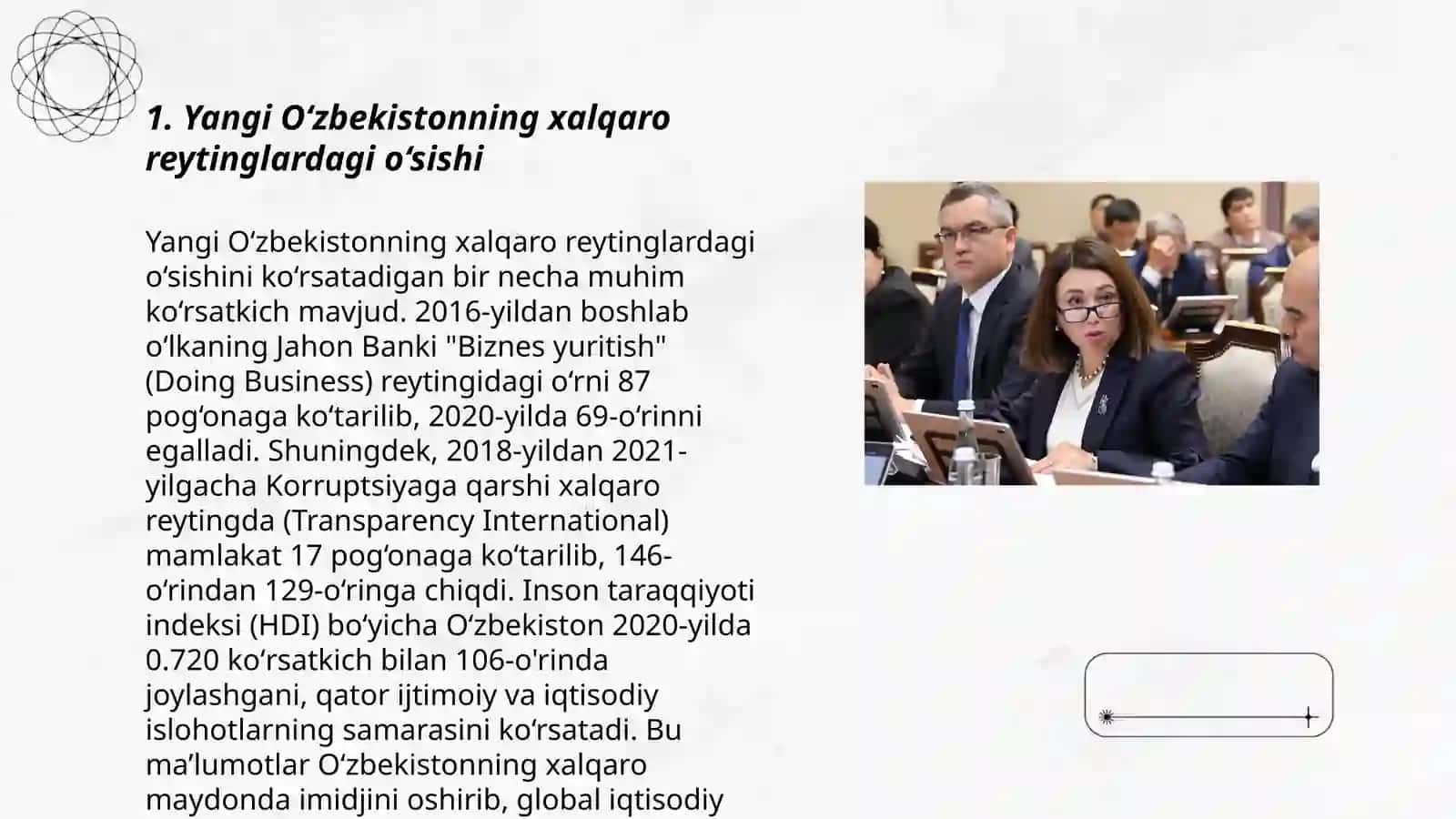 Yangi O'zbekiston ijtimoiy siyosiy iqtisodiy va madaniy hayotida ro'y berayotgan o'zgarishlarning xalqaro reyting va indekslarda aks etishi 3