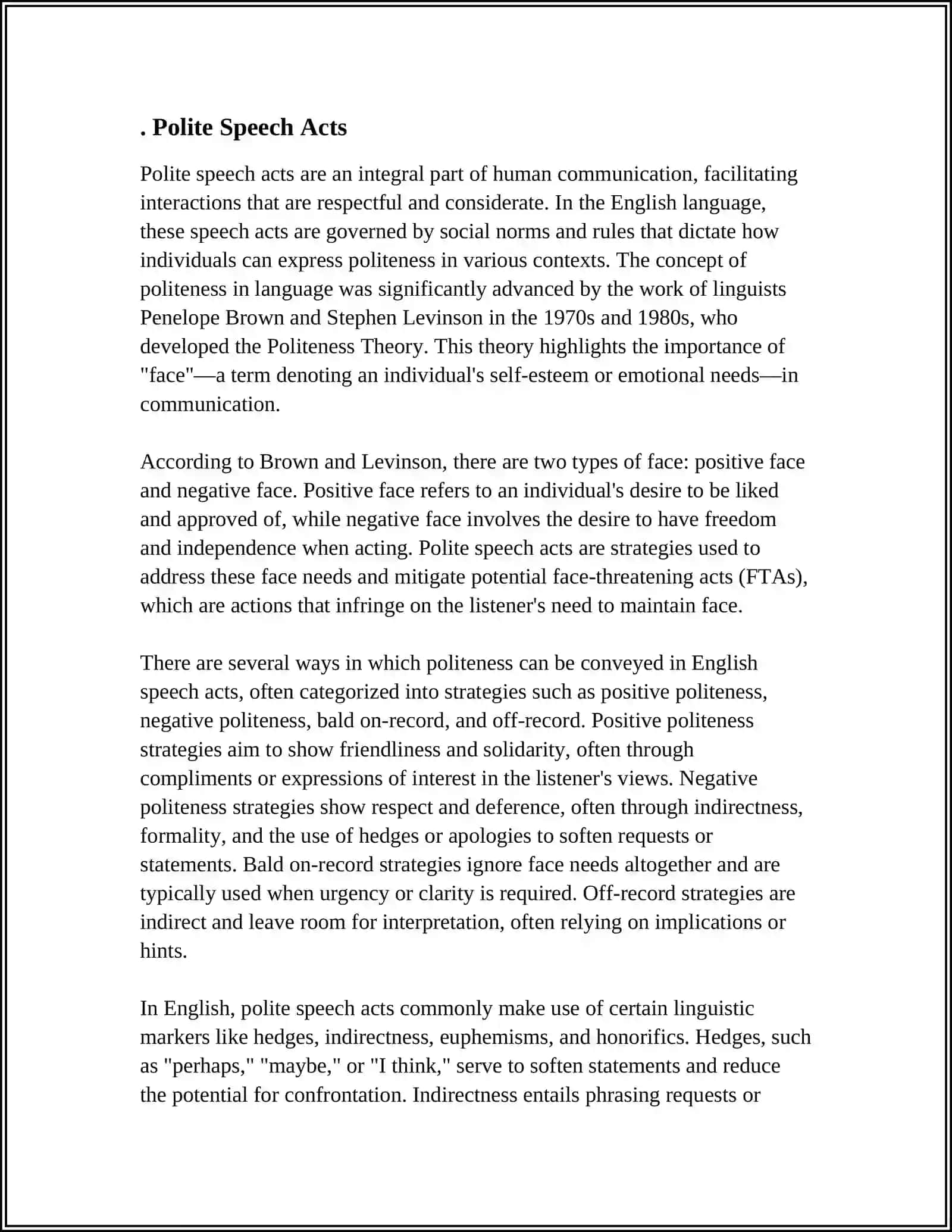 CONVERSATIONAL FEATURES: POLITENESS AND IMPOLITENESS 3