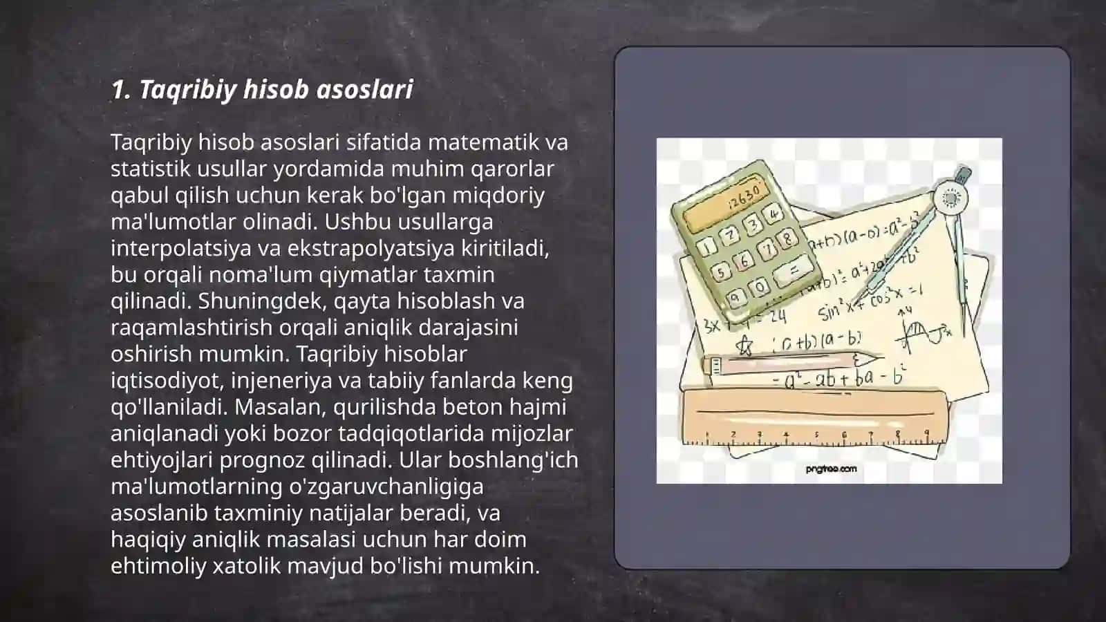 Taqribiy hisob, absolyut va nisbiy xato, sonlarni yaxlitlash usullari 3