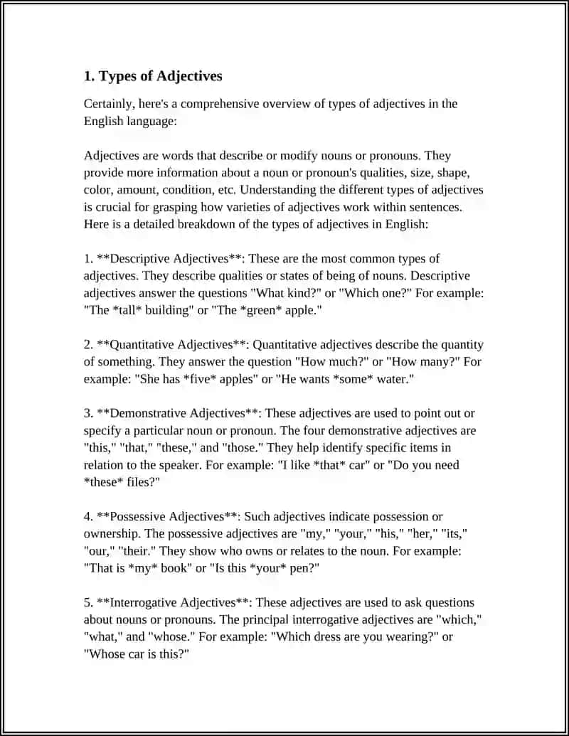 Types of Adjectives 3