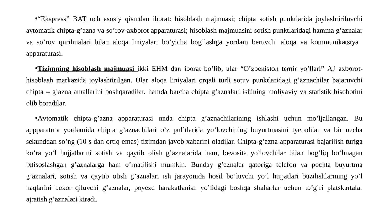 YO‘LOVCHI VAGONLAR PARKINI AVTOMATLASHTIRILGAN BOSHQARISH NIMTIZIMI 3