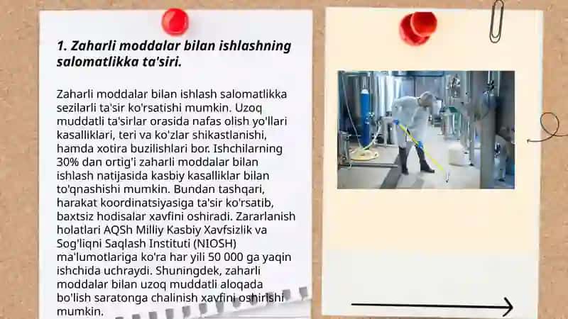 Zaharli kasbda ishlovchi ishchilarga davolovchi profilaktik ovqatlar berish va ularga gigienik talablar 3