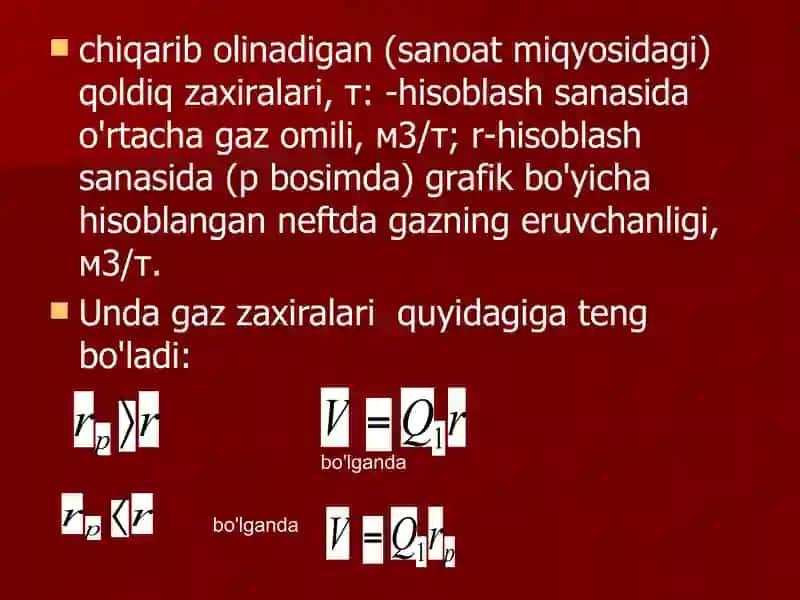Neftda Erigan Gaz Zaxiralarini Xisoblash Usuli 3