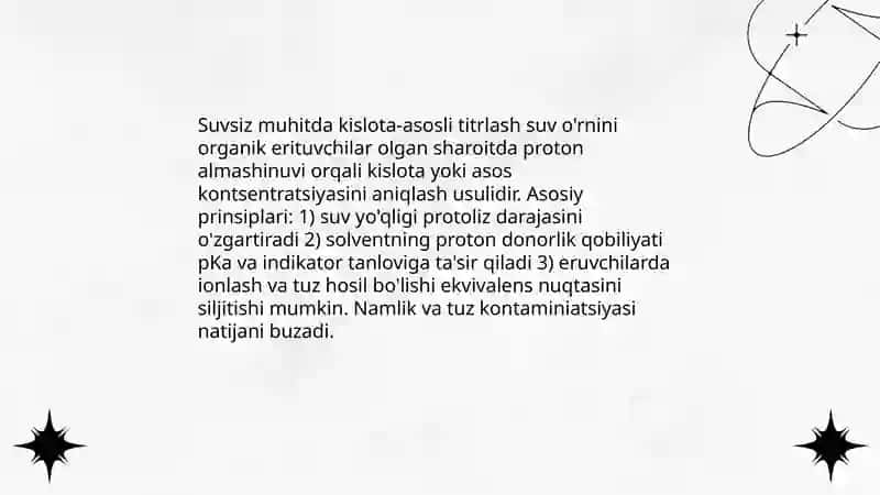Suvsiz muhitda kislota-asosli titrlash 3