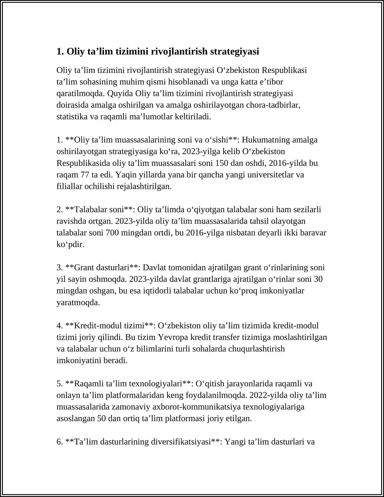 Oliy ta’lim tizimini rivojlantirish strategiyasi 3