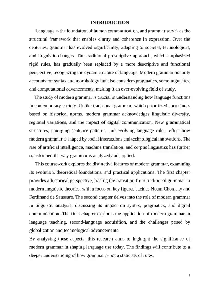 Course Work on Theoretical Aspect of Language 3
