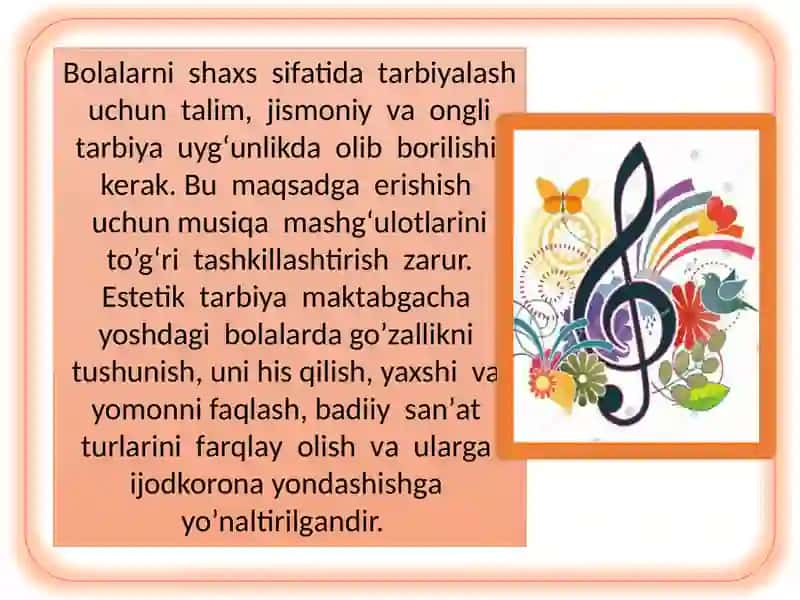 Maktabgacha yoshdagi bolalar bilan musiqiy faoliyat turlarining klassifikatsiyasi 3