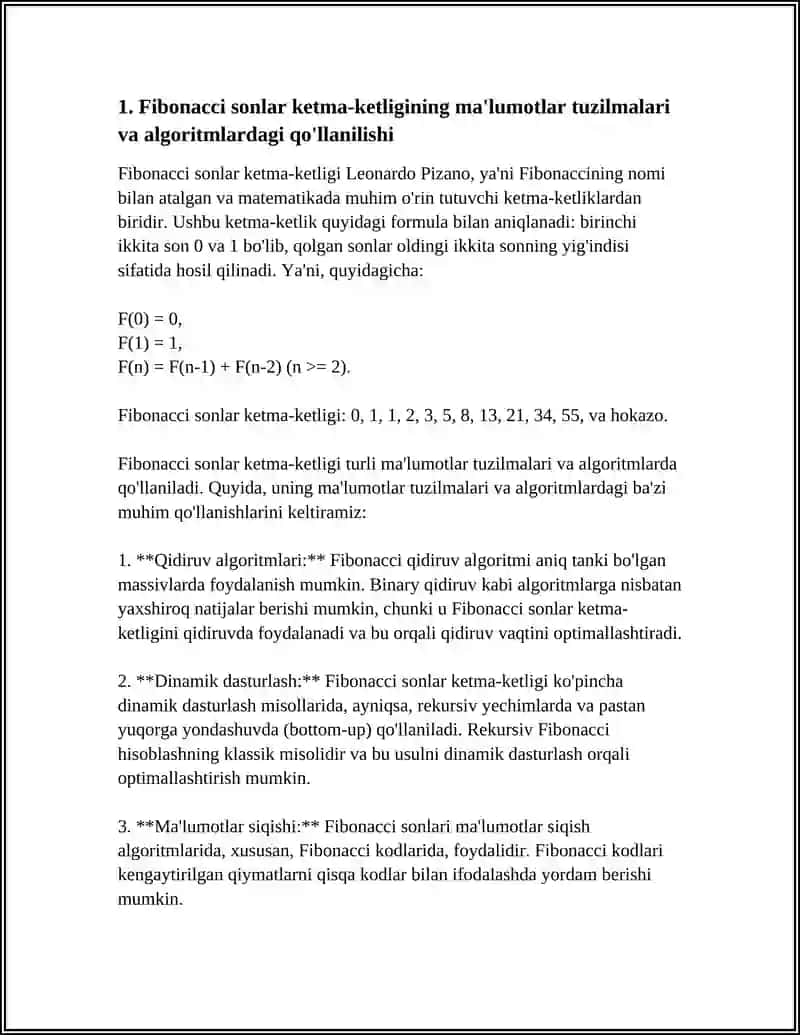 MALUMOTLAR TUZULMASI VA ALGORITIMLARIDA SONLI KETMA-KETLIKLARNING TATBIQI 3