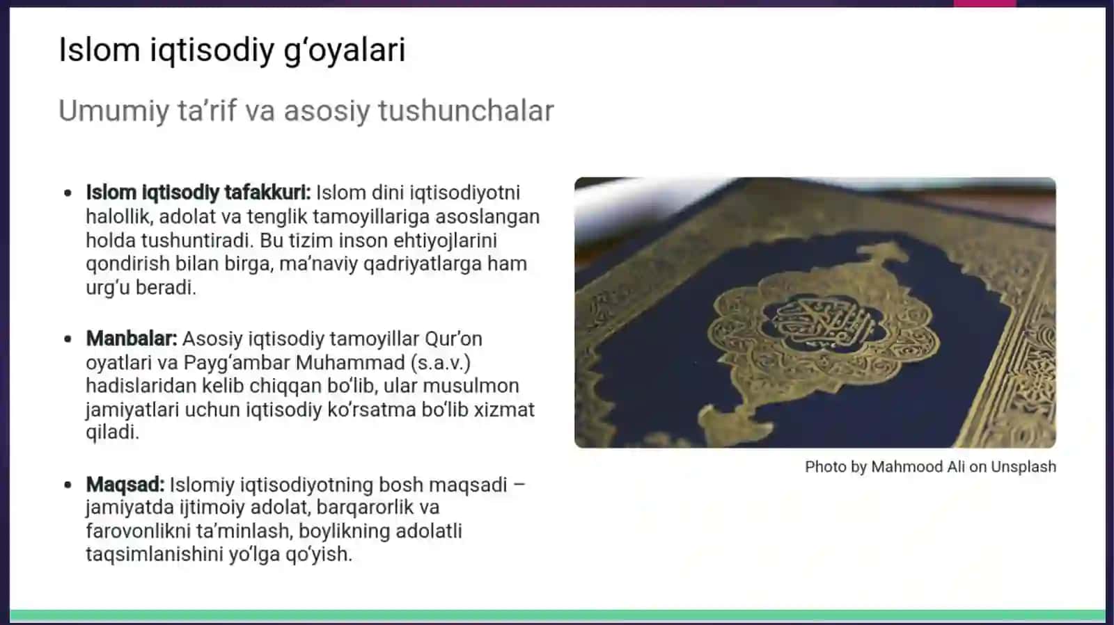 ISLOM DINI IQTISODIY G’OYALARI 3