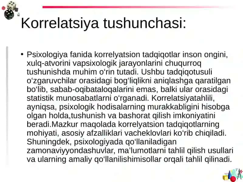 Korrelatsiya tushunchasi va uning psixologik tadqiqotlarda o’rni: Spirmen korrelatsiyasi 3