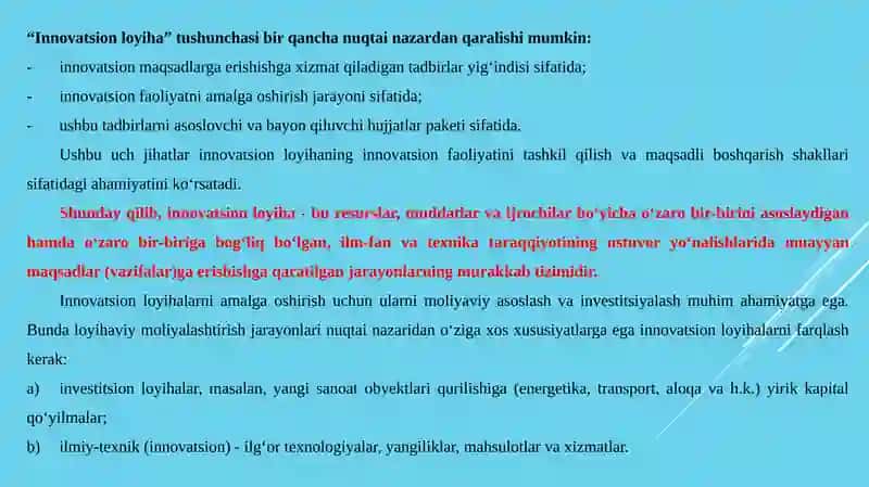 INNOVATSION JARAYONLAR VA ULARNI LOYIHALASHTIRISH 3