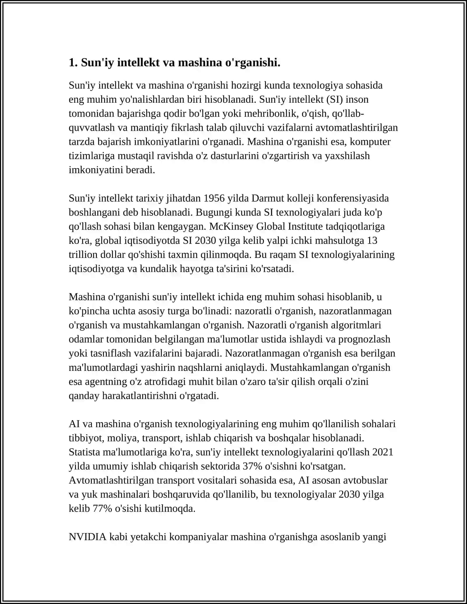 Sun'iy intellekt va mashina o'rganishi 3