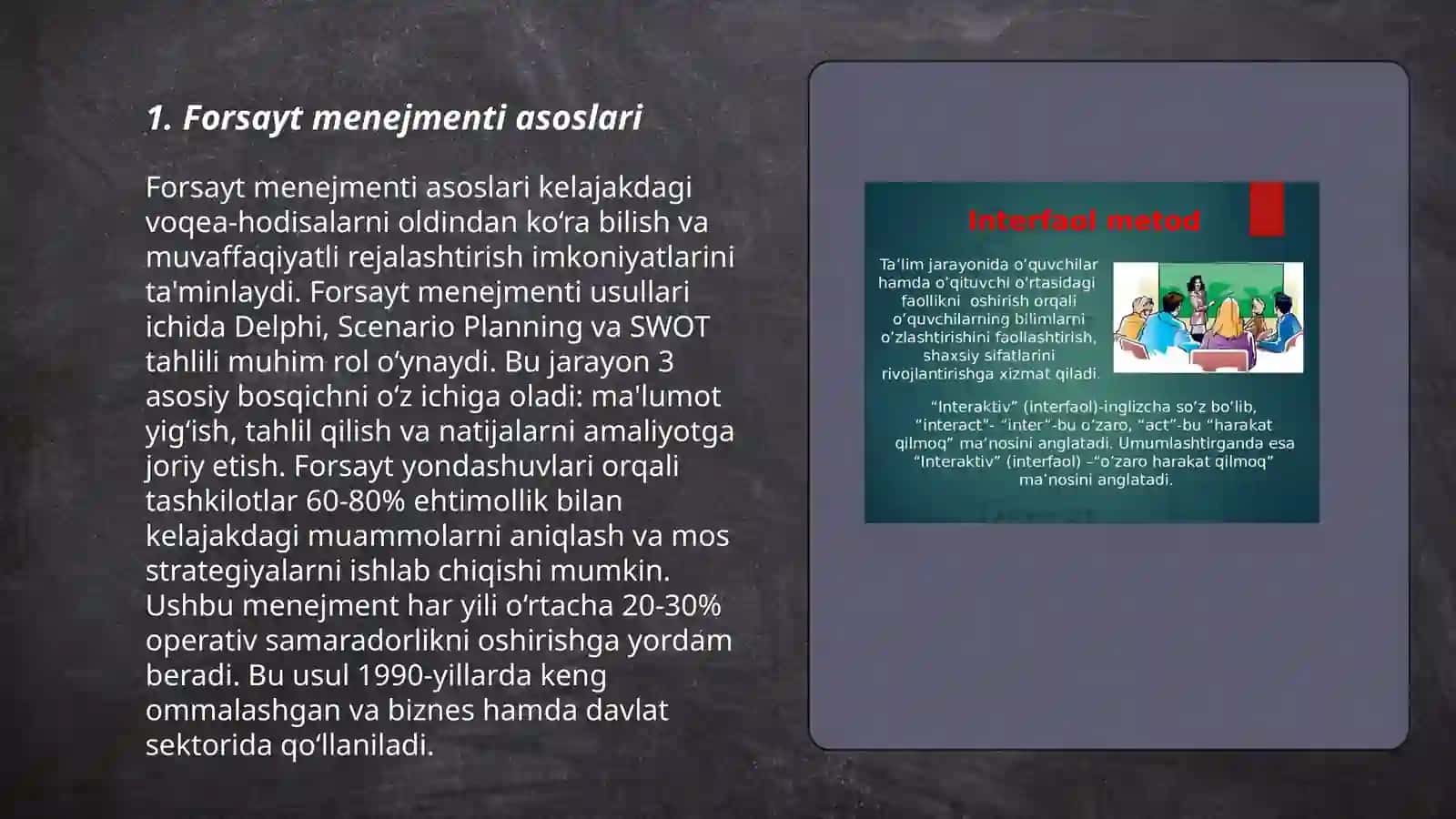 Forsayt menejmentda mental kartalar va ulardan foydalanish 3