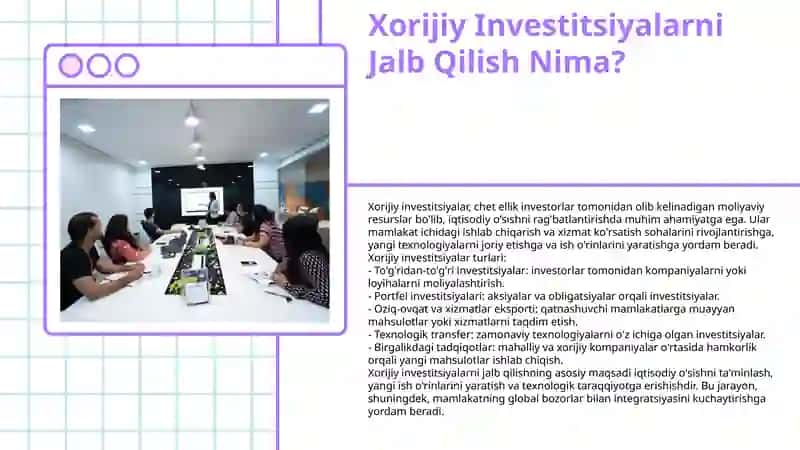 Xorijiy Investitsiyalarni Jalb Qilish Nima? 3