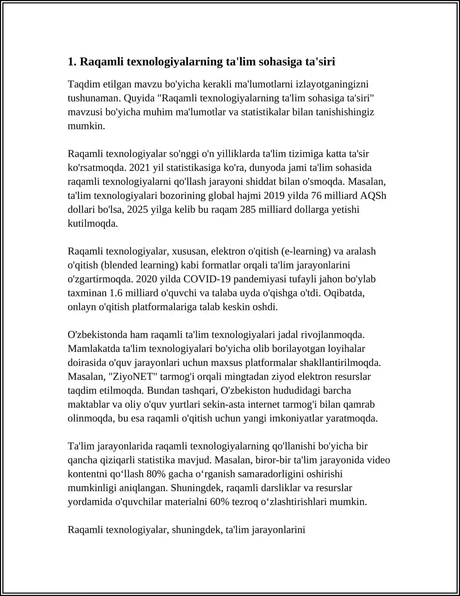 RAQAMLI TEXNOLOGIYALARNING ZAMONAVIY JAMIYAT RIVOJLANISHIGA TA’SIRI TENDENTSIYALARI (AT MUTAXASSISLARI VA ISTE’MOLCHILAR OʻRTASIDAGI TAFOVUT XAVFI) 3