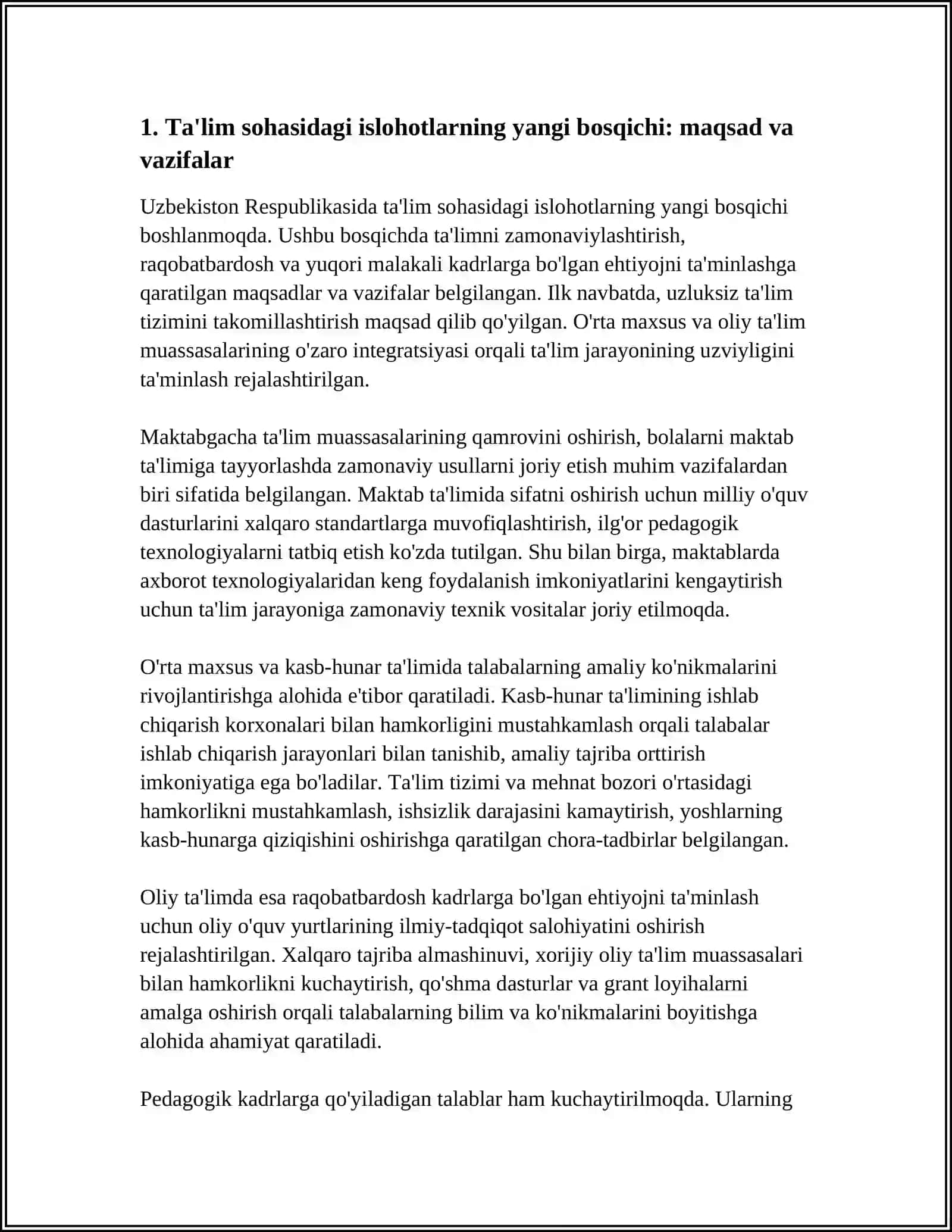 TA'LIM SOHASIDAGI ISLOHATLARNING YANGI BOSHQICHI 3
