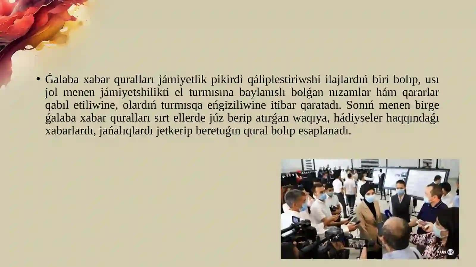 Ózbekstan Respublikasındaǵalabaxabarqurallarınıńiskerligi(ózgerishámmashqalalar)haqqında 3