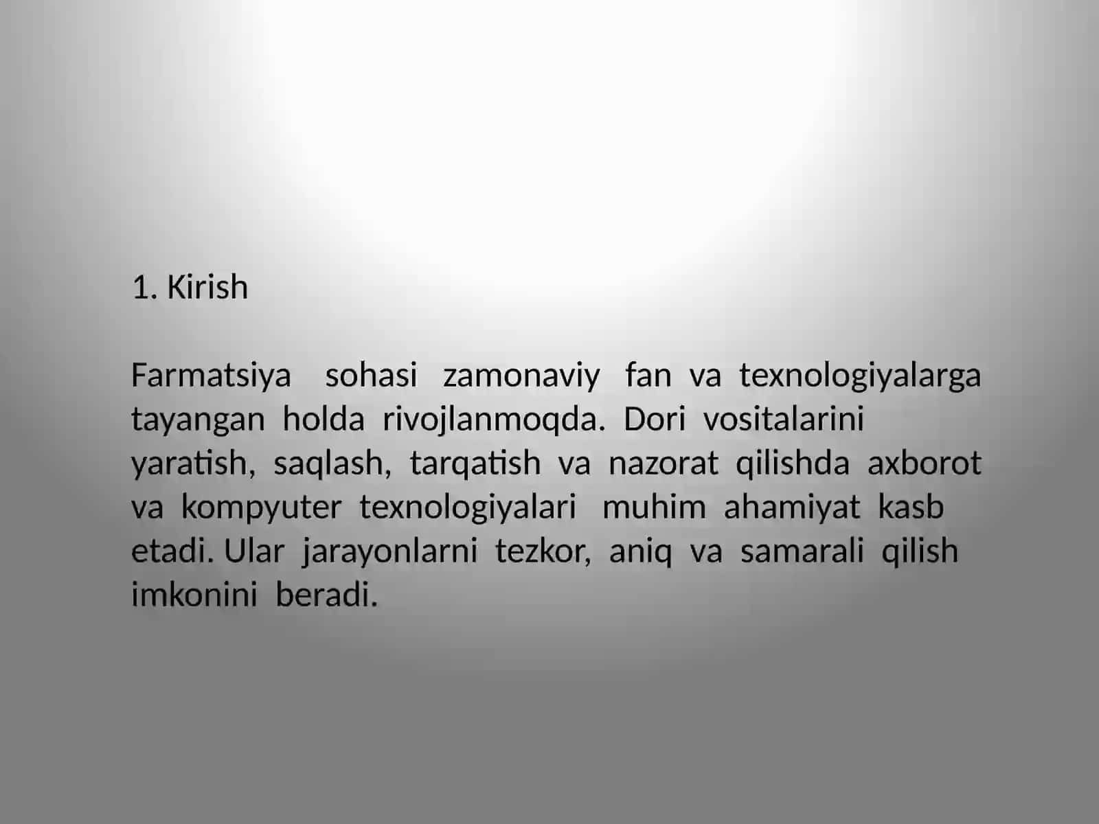 FarmATSIYADA AXBOROT VA KOMPYUTER TEXNOLOGIYALARINING MAQSAD VA VAZIFALARI.FAEMATSEVTIKA SOHASIGA OID AXBOROTLARNING XOSSALARI 3