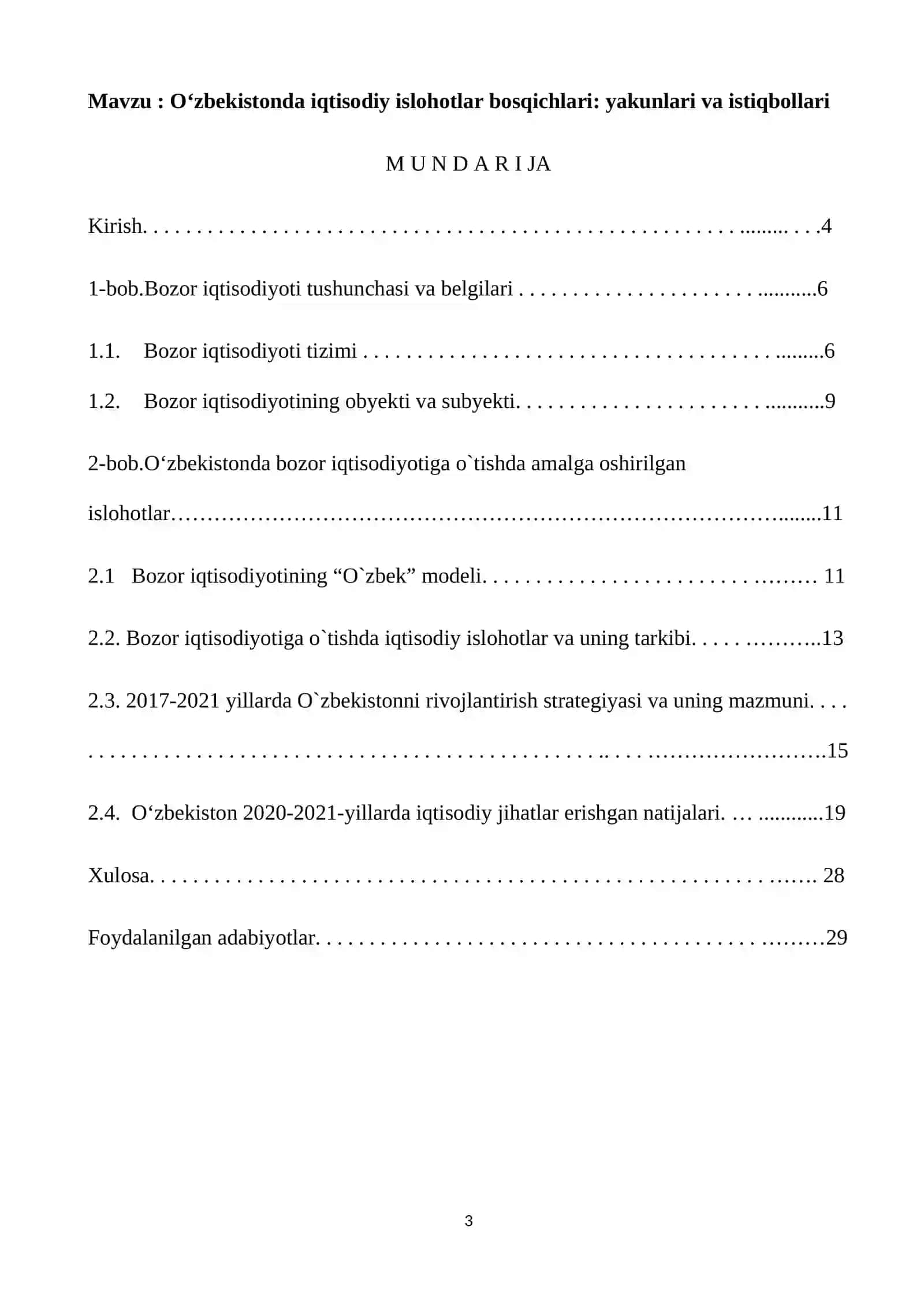 O‘zbekistonda iqtisodiy islohotlar bosqichlari: yakunlari va istiqbollari 3